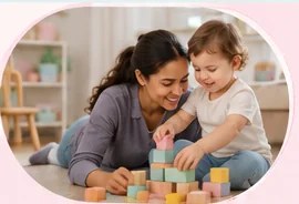 Caregiver spending time with a young child