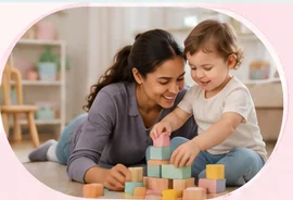 Caregiver spending time with a young child